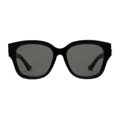 Low nose bridge round sunglasses in black acetate | GUCCI® SG