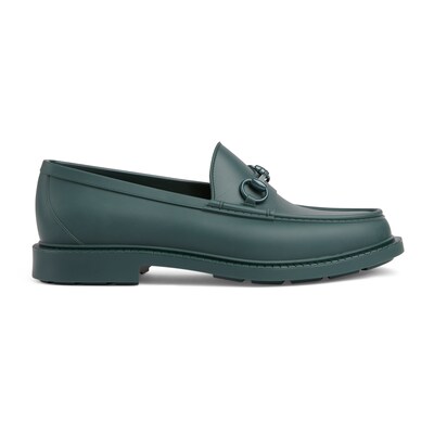 Men s enamelled Horsebit loafer in dark green rubber GUCCI AE