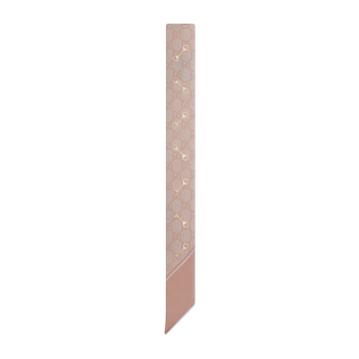 Printed silk neck bow in rose pink and ivory | GUCCI® MX