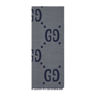GG jacquard wool silk scarf in light grey | GUCCI® AE