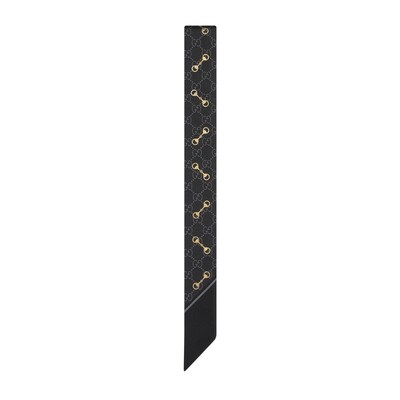 GUCCI チェーン ホースビット プリント シルク ネックボウ