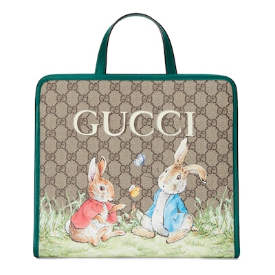 Peter Rabbit™ x Gucci tote bag in beige and ebony GG Supreme | GUCCI® 香港