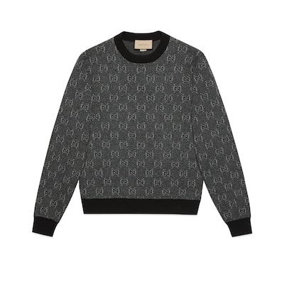 GG wool jacquard jumper in grey GUCCI UK