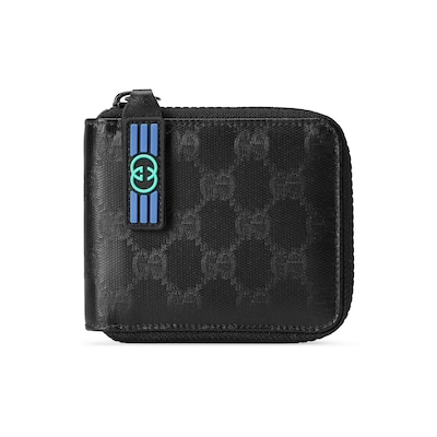 GG Crystal zip card case in black GG Crystal canvas | GUCCI® US