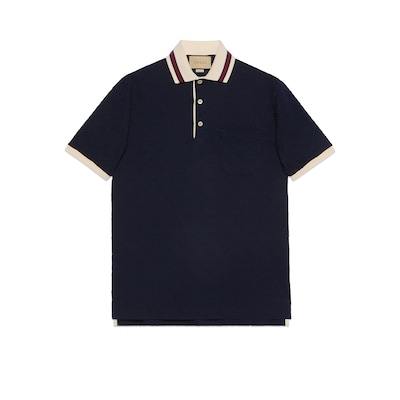 Camiseta polo de algodon con bordado GG inazul oscuro GUCCI MX