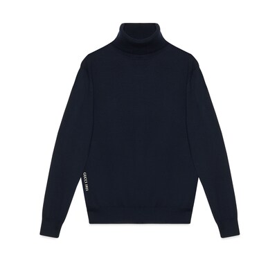 Wool jumper with Gucci embroidery in dark blue GUCCI GR