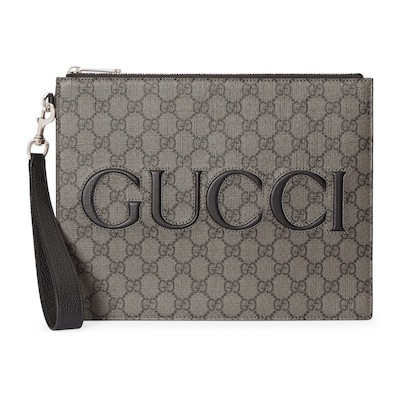 Cartera Gucci con correa en GG Supreme en gris y negro GUCCI ES
