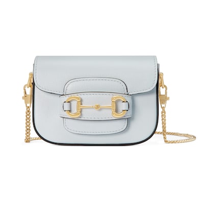 Gucci Horsebit 1955 super mini bag in light blue leather GUCCI Australia