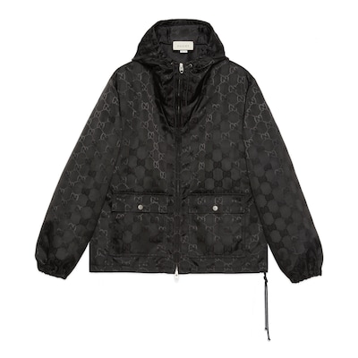 Gucci Off The Grid〕フーデッドジャケットブラック GG ECONYL 