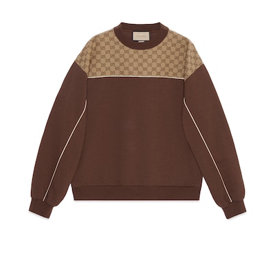 Cotton jersey sweatshirt in brown GUCCI US