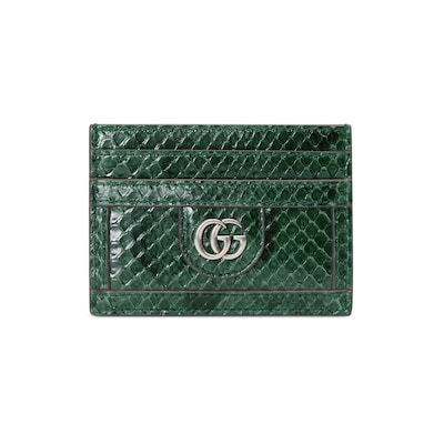 Portacarte in pitone con Doppia G in verde scuro GUCCI Italia