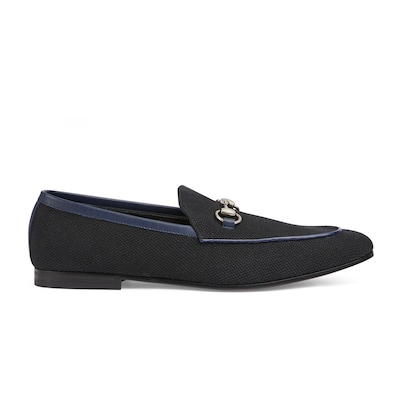 Men s Gucci Jordaan loafer in black canvas GUCCI IE
