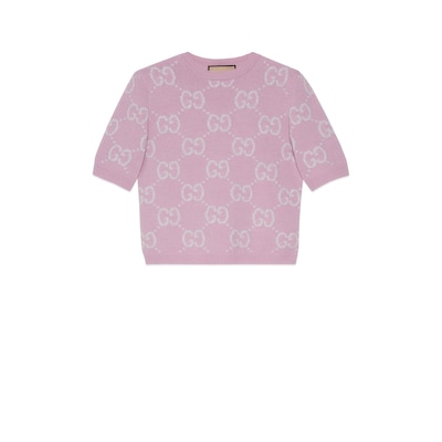 Top in lana GG lavorata a maglia in rosa GUCCI Italia