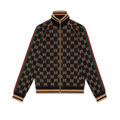 Chaqueta de punto de algodon con GG en negro y camel GUCCI ES