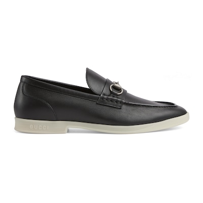 Men s loafer with Horsebit in black leather GUCCI Canada