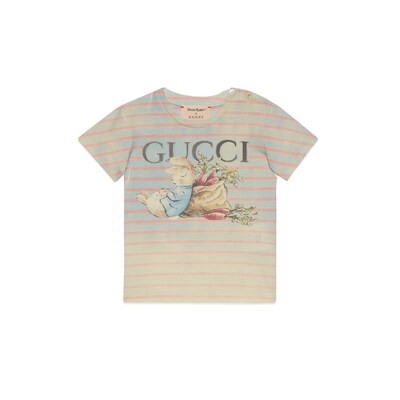 Peter Rabbit™ x Gucci cotton T-shirt in off white and blue | GUCCI® US