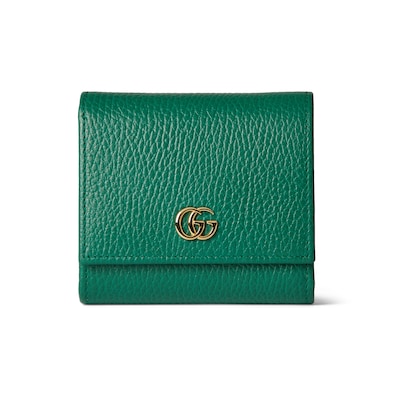 ダブルG ミディアム ウォレットグリーン レザー | GUCCI公式 ダブルG ミディアム ウォレットグリーン レザー | GUCCI公式