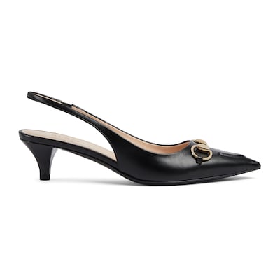 Women s Horsebit slingback pump in black leather GUCCI Australia