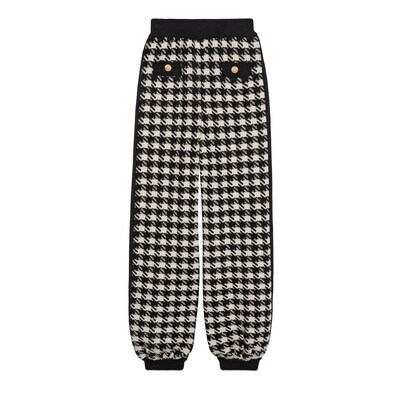 Houndstooth wool pant in black and ivory | GUCCI® US