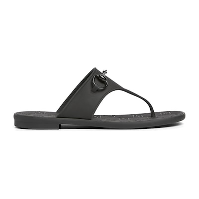 Women s thong sandal with Horsebit in black rubber GUCCI ZA