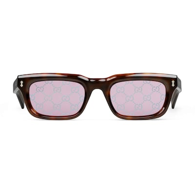 Rectangular frame sunglasses in blond tortoiseshell | GUCCI