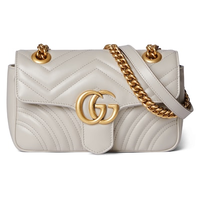 GG Marmont small shoulder bag in light grey leather | GUCCI® US GG Marmont small shoulder bag in light grey leather | GUCCI® US