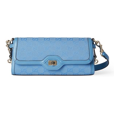 Borsa a spalla Gucci Luce misura piccola in tessuto GG celeste GUCCI Italia