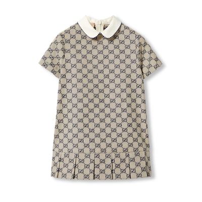チルドレンズ〕GGキャンバス ドレスベージュ＆ブルー | GUCCI公式