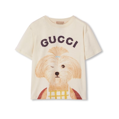 Children s printed cotton T shirt in white GUCCI Canada