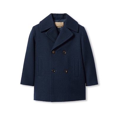 Children s wool coat with Web in dark blue GUCCI GR