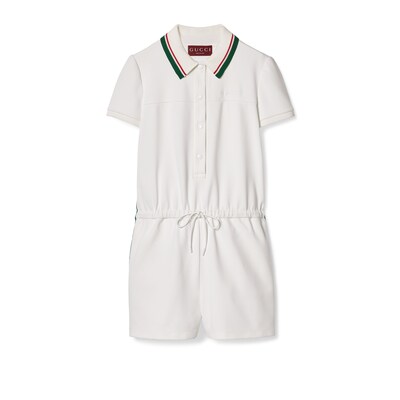 GUCCI★素敵！Jersey drill jumpsuit with Web Jersey drill jumpsuit with Web in off white | GUCCI® FI