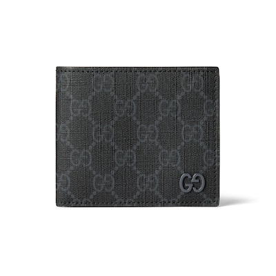 Grey interior bi-fold wallet in black GG Supreme | GUCCI® US