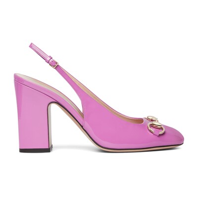 Escarpins a bride arriere pour femme avec detail Mors en cuir verni rose GUCCI FR