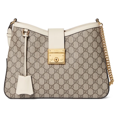 GUCCI Padlock GG Medium Shoulder Bag Beige GG Canvas