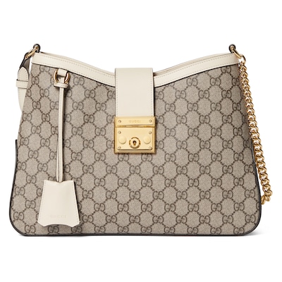 Padlock large shoulder bag in white leather trim | GUCCI® US