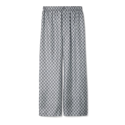 GG silk twill pants in blue and white | GUCCI® US