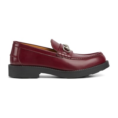 Mocassino uomo con Morsetto in Pelle lucida Rosso Ancora GUCCI Italia