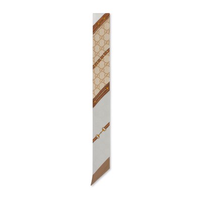 ギフトにも【グッチ】ヘリテージ シルク ネックボウ スカーフ 国内直営*GUCCI* グッチ ヘリテージ プリント シルク ネックボウ