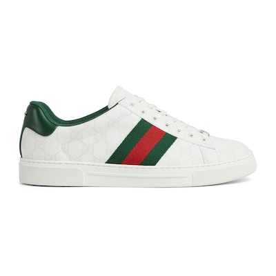 Gucci Ace Herrensneaker mit Web in weiBer GG Supreme GUCCI DE