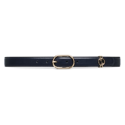 Ceinture avec detail GG rond en cuir bleu GUCCI BE