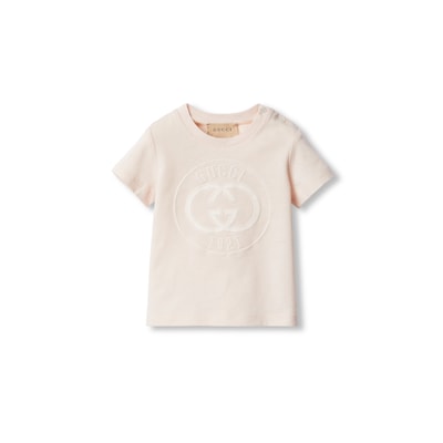 GUCCI Baby Printed Cotton T shirt Size 24 Pink