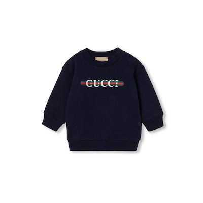 Baby printed cotton sweatshirt in dark blue GUCCI NL