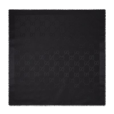GGジャカード シルクウール ショールブラック | GUCCI公式