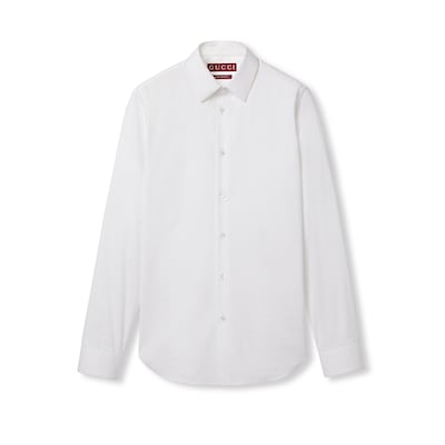 Stretch cotton poplin shirt in white | GUCCI® US