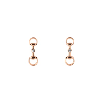 18k Horsebit diamond earrings in 18k rose gold | GUCCI® US