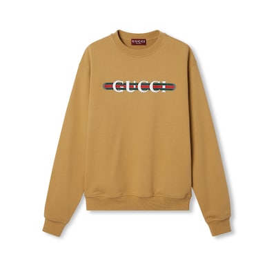 25SS 新作 グッチ コットンジャージースウェットシャツ キャメル コットンジャージー スウェットシャツキャメル | GUCCI公式