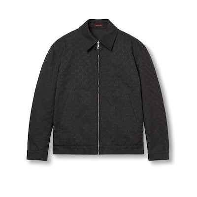 Reversible nylon and GG canvas jacket in black, beige and