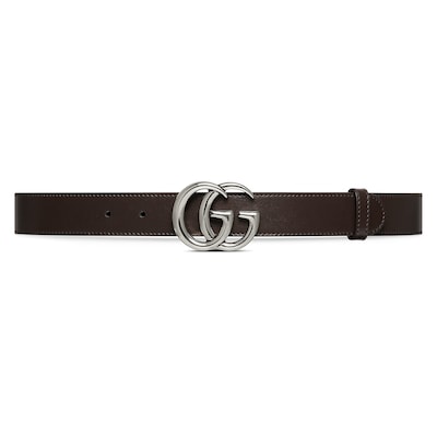 Ceinture fine GG Marmont en cuir marron GUCCI FR