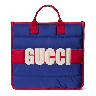 Kinder Shopper mit Gucci und Streifen in blaues Nylon GUCCI BE