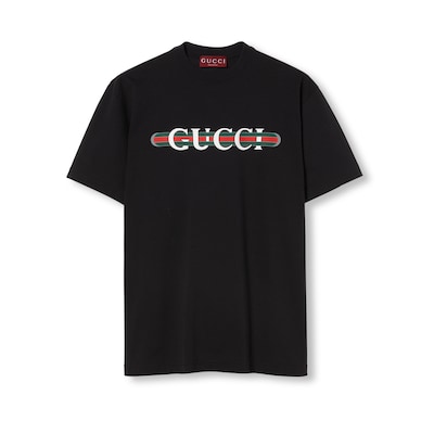 コットンジャージー プリント Tシャツブラック | GUCCI公式